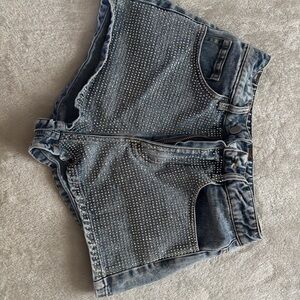 Altar'd State Blue Jean Shorts with Silver Studs